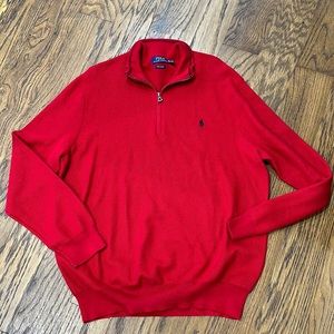 Polo Ralph Lauren Mens Red Quarter Zip Pullover Pony Logo Sweater NWOT